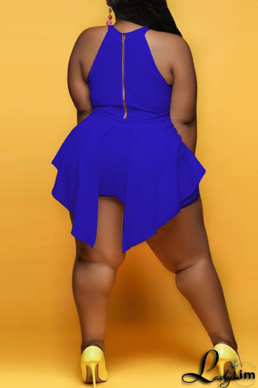 White Fashion Casual Solid Split Joint Asymmetrical O Neck Plus Size Romper