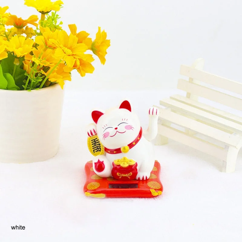 chinese Lucky Wealth Waving Cat Gold Waving Hand Cat Home Decor Welcome Waving Cat sculpture statue decor Car Ornament