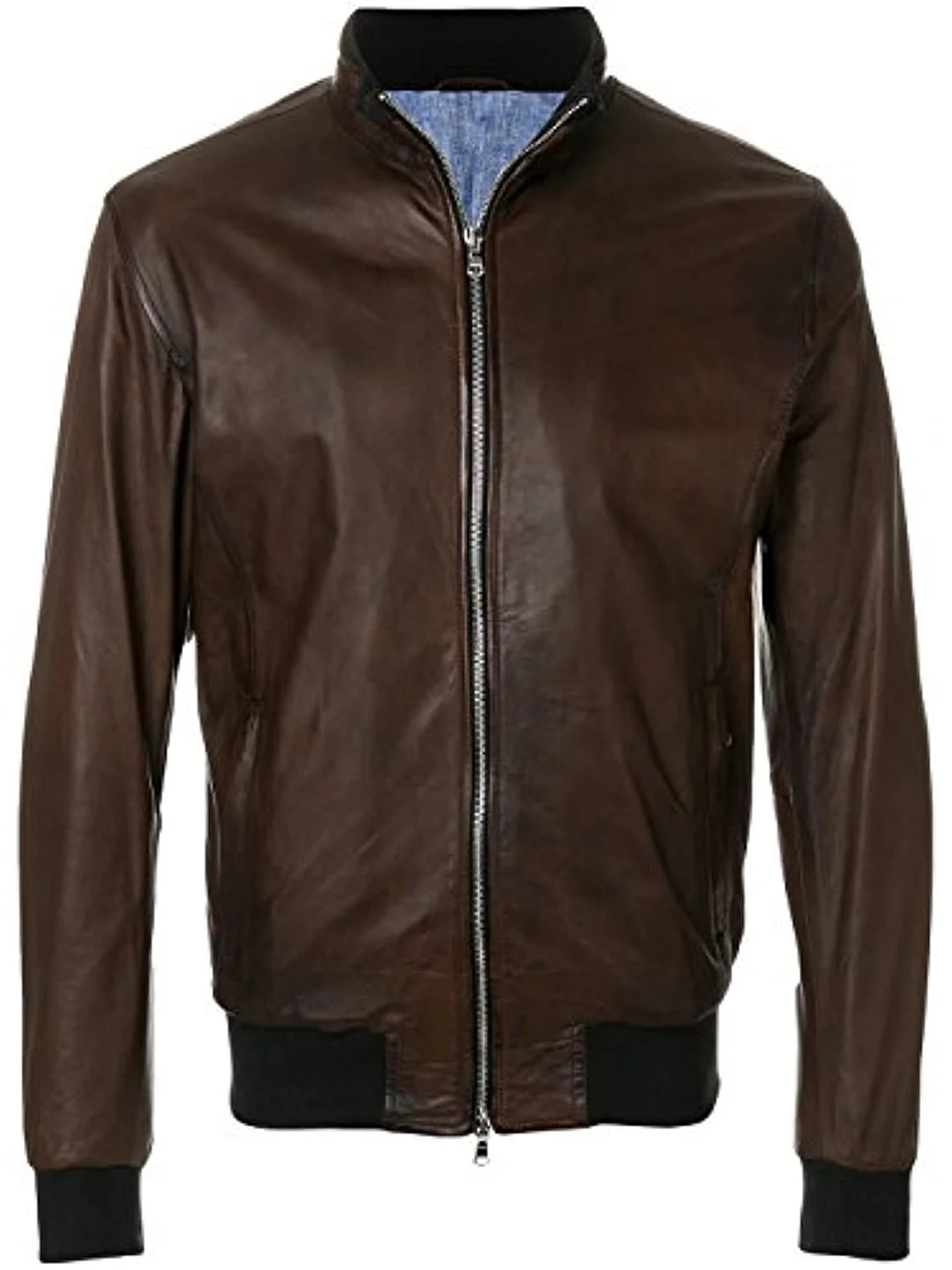 Mens Bomber Zipped Smart Leather Jacket