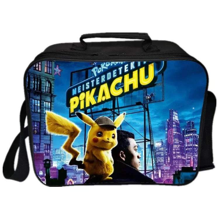 Mayoulove Detective Pokemon Go Pikachu #12 PU Leather Portable Lunch Box School Tote Storage Picnic Bag-Mayoulove