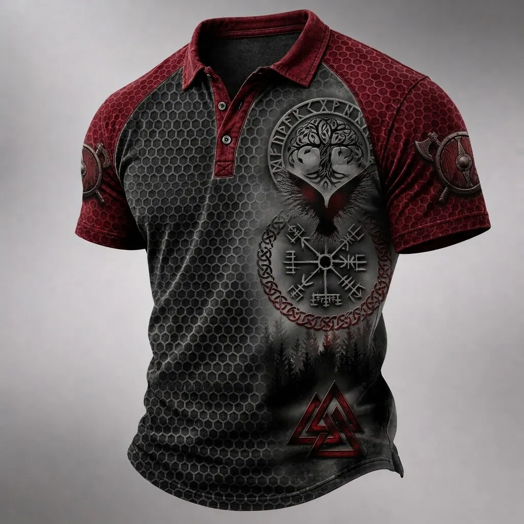 Norse Mythology Viking-Print Men's Casual Top