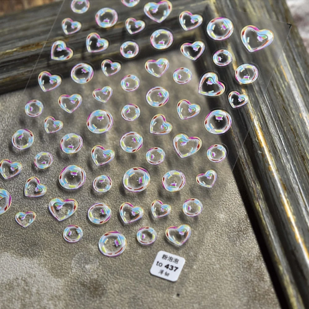 Beautizon Bubble Cute Image Quality 3D Engraved Nail Stickers Nail Art Decorations Nail Decals Design