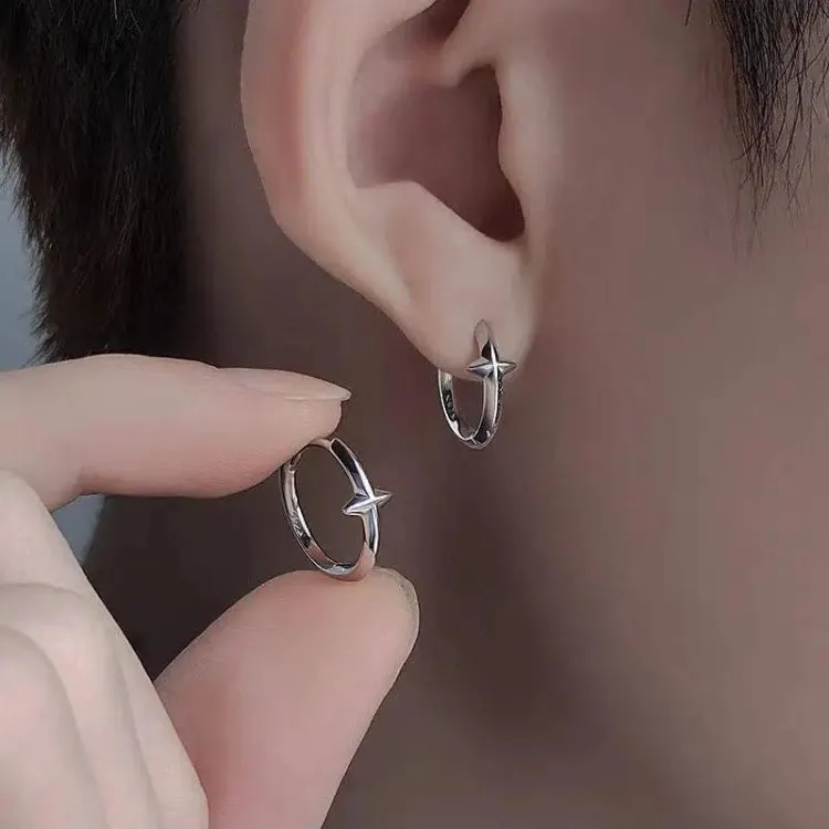 Brownm Grunge Stars Hoop Earrings