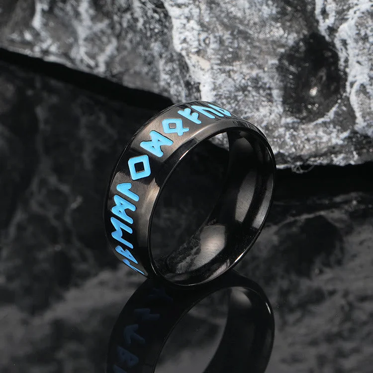 Coutureaura Inner Arc Mirror Etching Nordic Rune Ring