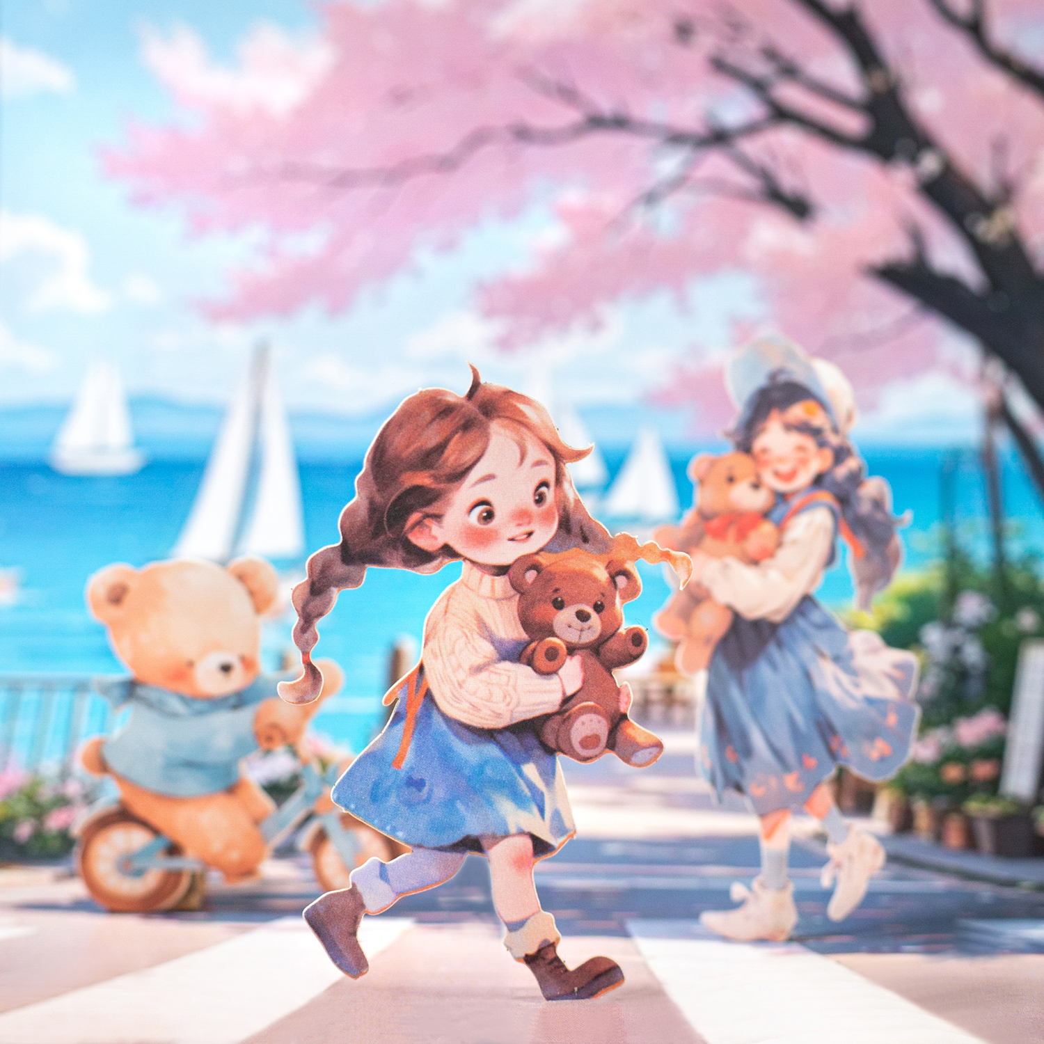 스티커 - 슈가빈 리틀 베어 인형 시리즈 귀여운 베어 걸 캐릭터