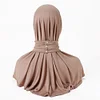Solid Color Adjustable Elastic Strap Button Women Hijab Base Cap