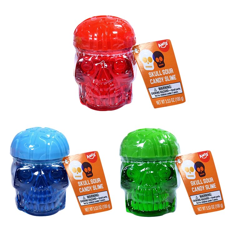 AMOS Skull Sour Candy Slime Dipping Gel Liquid Candy (12 Pack Assorted) 