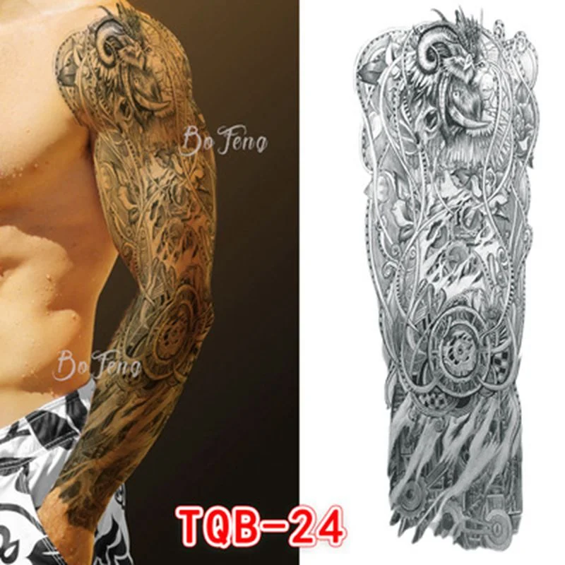 Tattoo Sleeves for Men Women Waterproof Flower Arm Tattoo Stickers Cool Full Arm Scary Fake Temporary Tattoos Big Picture Art