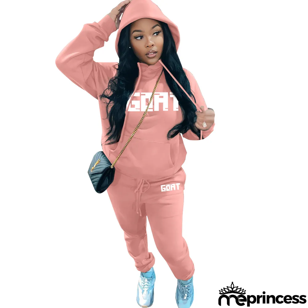Women's Fashion Casual Fleece Hoodies Two-Piece Hoodie Tracksuit
