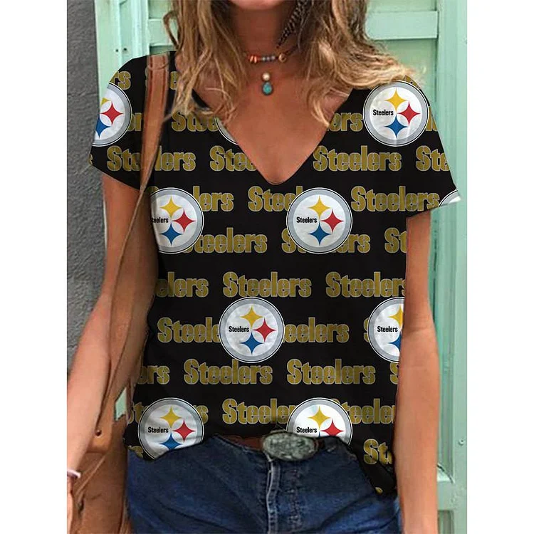 Pittsburgh Steelers Lightweight Short Sleeve V-Neck T-Shirt