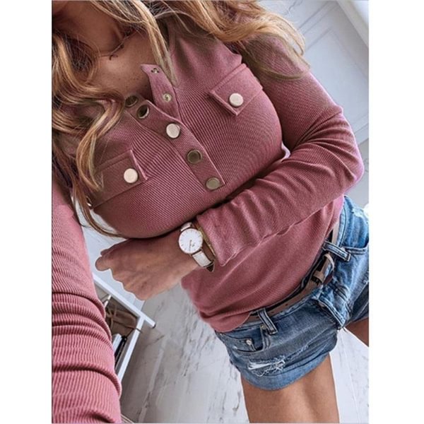 Womens V Neck Long Sleeve Knitted Sweater Tops Sweaters Solid Fluffy Knitted Sweater Tops - Shop Trendy Women's Fashion | TeeYours