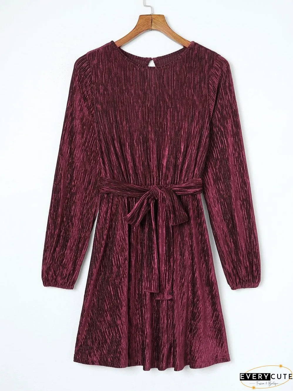 Crimson Velvet Kimono Sleeve Mini Dress