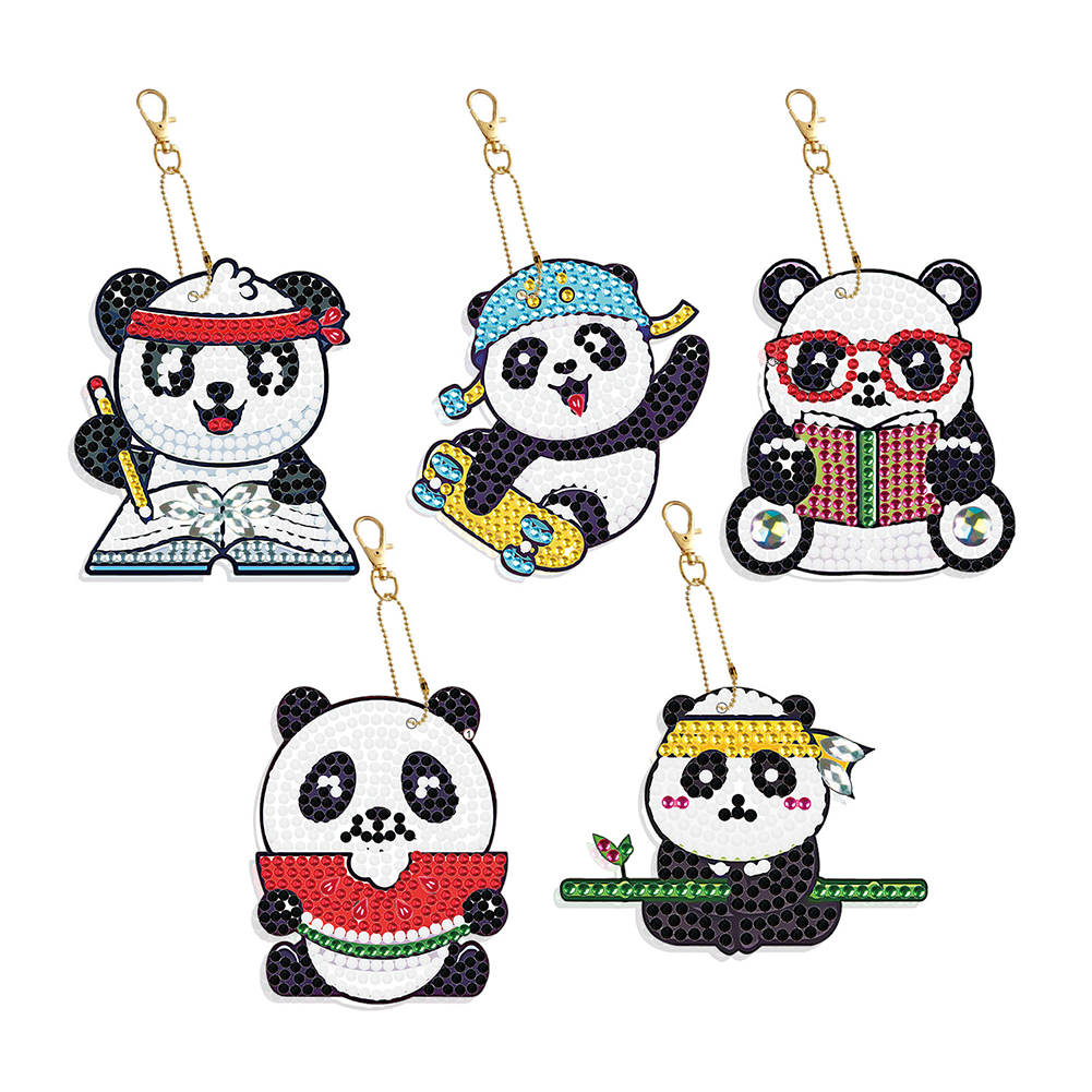 

5pcs Panda Double Sided - 5D DIY Craft Keychain, 501 Original