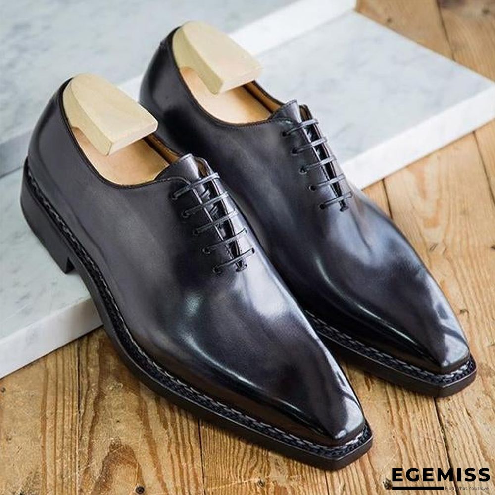 Bronze-color Effect Squared Toe Leather Shoes Classic Derby Shoes | EGEMISS
