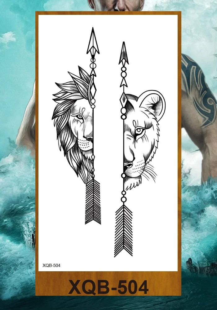 Temporary Tattoo Stickers Men Women Adult Girl Chest Flower Arm Leg Fake Tatoo Semi Permanent Tiger Wolf Beauty & Beast Body Art