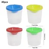 Spill Proof Paint Cups with Colored Lids Paint Brush Cleaner Cup Reusable for Artist Watercolor Painting Art Crafts Supplies (40Pcs Four Colors)