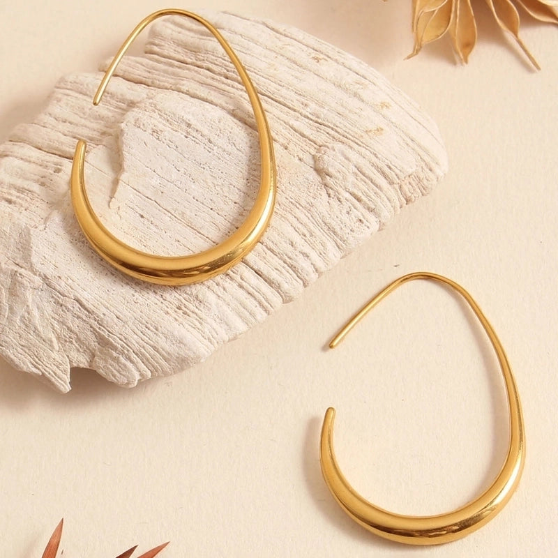 1 Pair Elegant Vacation Minimalist C Shape Star Solid Color Inlay 304 Stainless Steel Zircon 18K Gold Plated Ear Studs