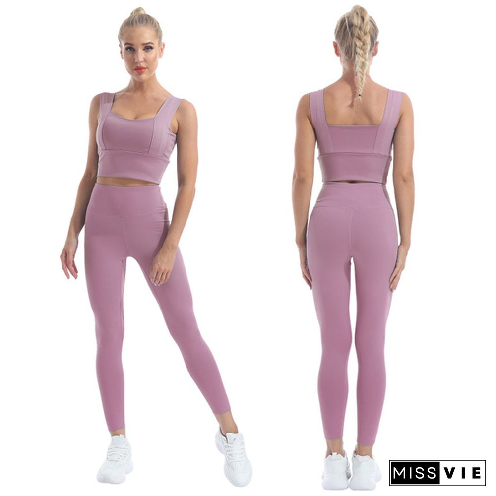 Women's Workout Outfit 2 Pieces Yoga Leggings with Sports Bra Gym Clothes Set