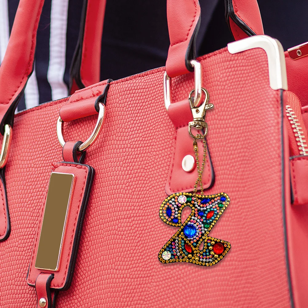 DIY Alphabet Key Chain Diamond Painting Letters Women Bag Keyring Pendant Gift(A-Z)