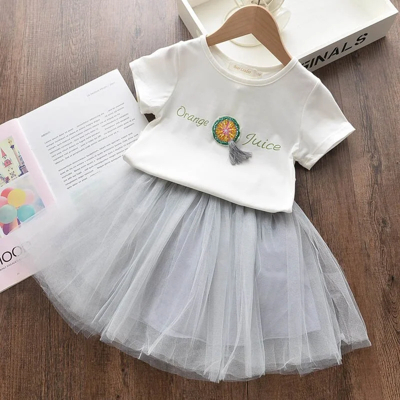 Bear Leader Girls Party Dresses New Summer Fashion Girl Kids Embriodery Dress Mesh Sweet Children Clothing Suits for 3 7 Years