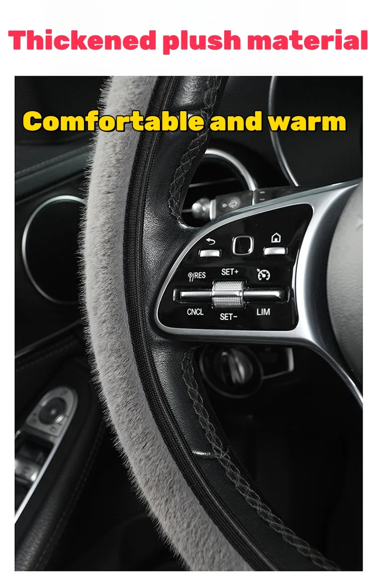 🔥Hot Selling🔥Fashionable plush elastic steering wheel cover