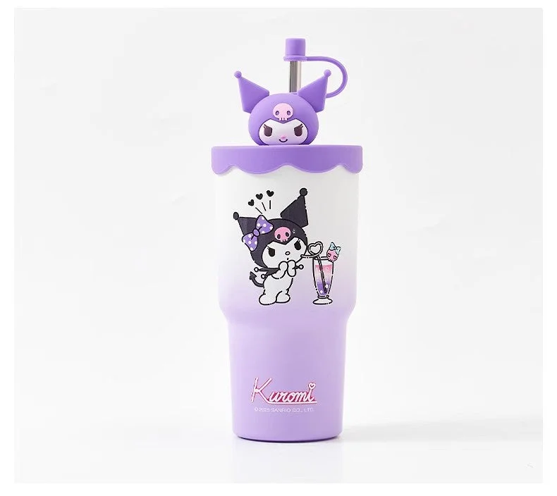 Cute Straw Stainless Steel  Water bottle 580ml