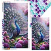Pfau und Blume - Rundbohrer Diamantmalerei - 40*70cm (große Größe)