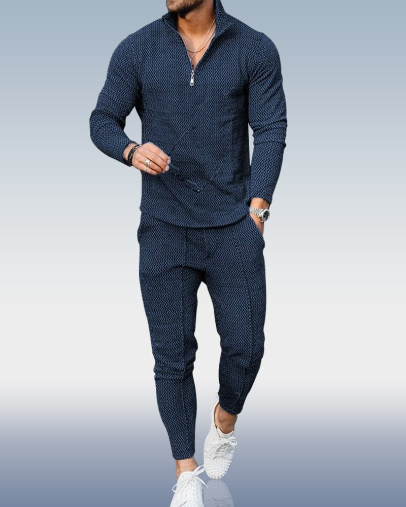 Men's Solid Color Casual Polo Suit 113