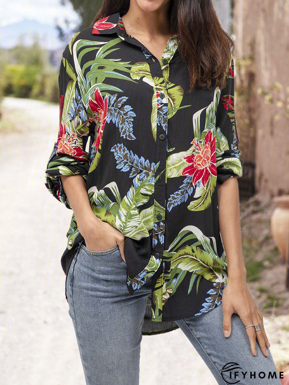 Black Cotton Boho Tops Tunics | IFYHOME