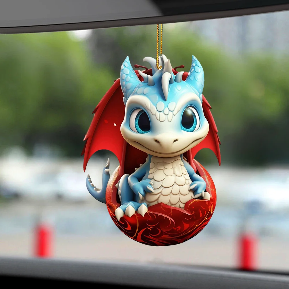 3 PCS Acrylic Flying Dragon Baby 2D Flat Christmas Tree Car Hangings Ornament