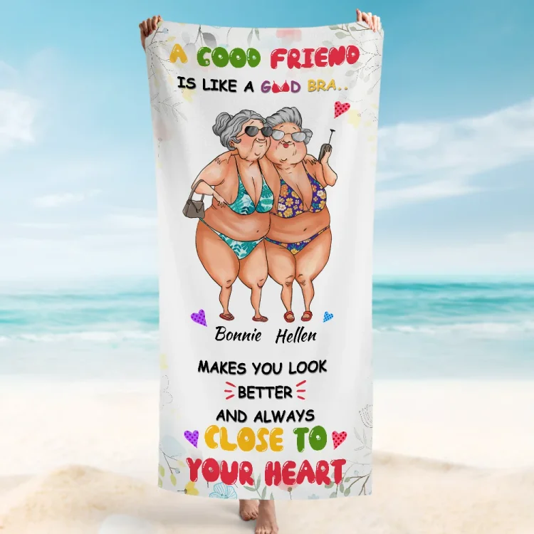 Custom Beach Towel -Gift to my Good Friend Good Bra Beach Towel