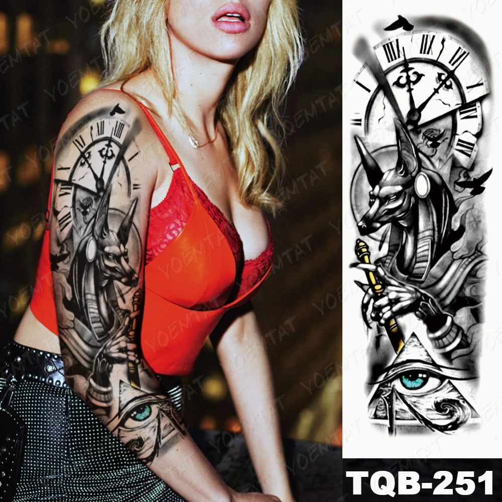 Large Arm Sleeve Tattoo Warrior Soldier Dragon Waterproof Temporary Tatto Sticker King Lion Universe Body Art Full Fake Tatoo