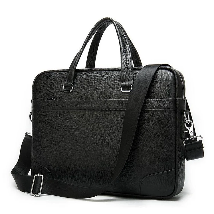 Durable Large Capacity Leather Fashion Plain Business Briefcase