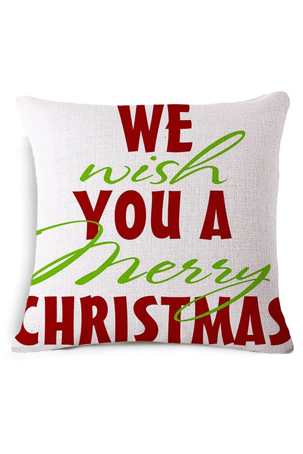 Home Decor Happy New Year Merry Christmas Throw Pillow Cover Red-elleschic