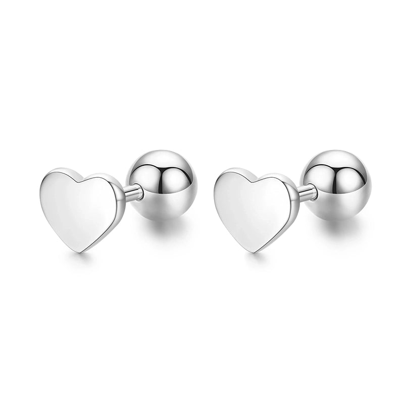 1 Pair 925 Sterling Silver Star Heart Shape Ear Studs