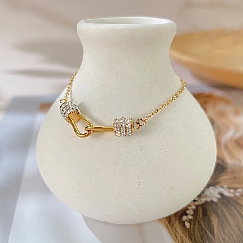 Elegant Minimalist Geometric Stainless Steel Zircon Bracelets In Bulk