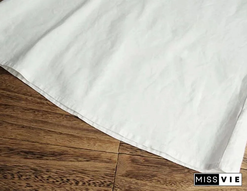 Women Spring Summer Retro Buckle Shirt Top Chinese National Style Embroidery Three Quarter Sleeve Floral Cheongsam Shirts