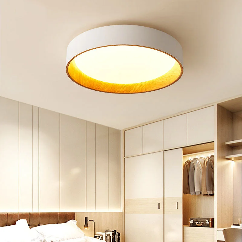 LED Ceiling Lamp Nordic Bedroom Lamp Ultra Thin Circular Living Room Lamp Simple Household Solid Wood Lamp Lighting