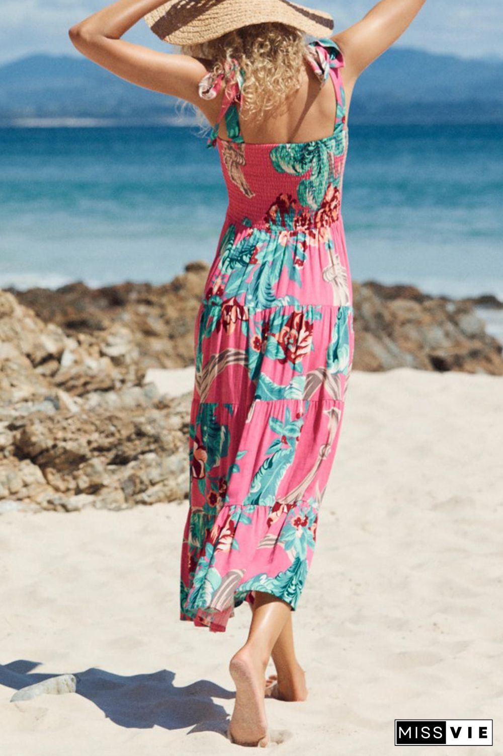 Fashion Street Dot Patchwork Spaghetti Strap Printed Dresses