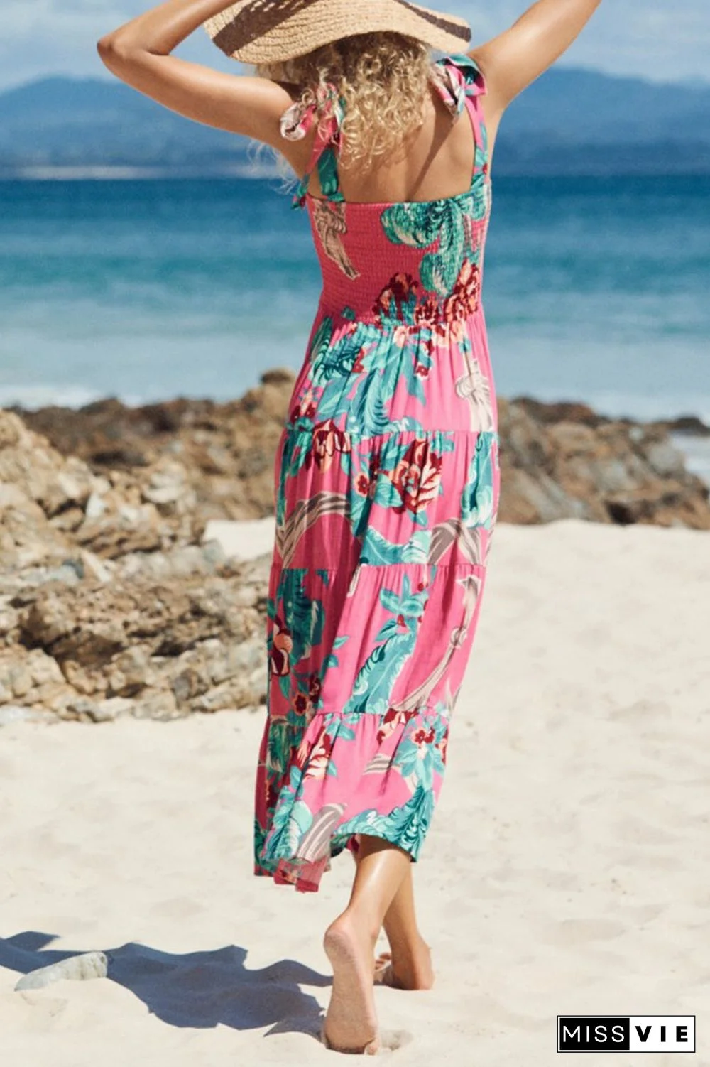 Fashion Street Dot Patchwork Spaghetti Strap Printed Dresses