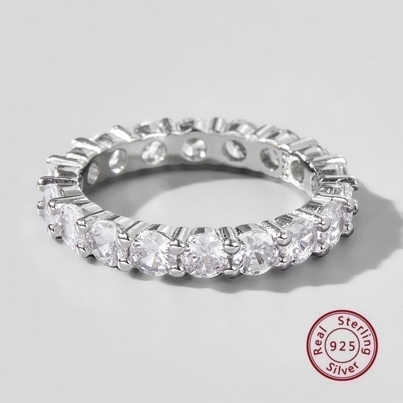 White Gold Plated Sterling Silver Zircon Solid Color Rings