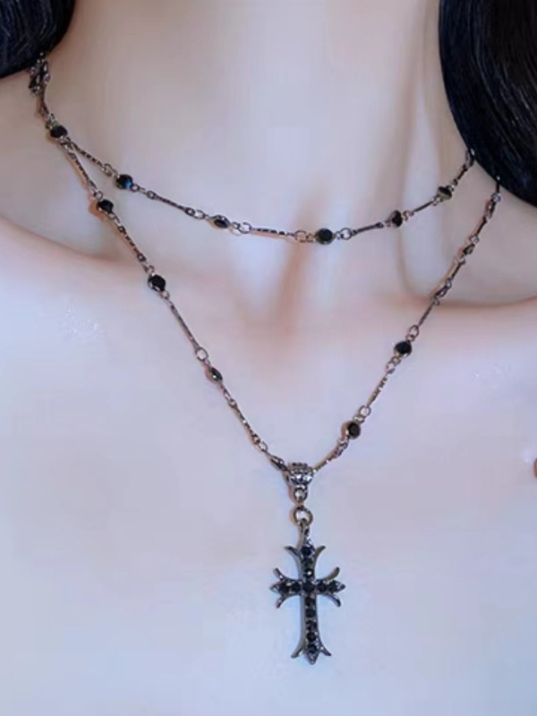 Gothic Dark Cross Stainless Steel Necklace