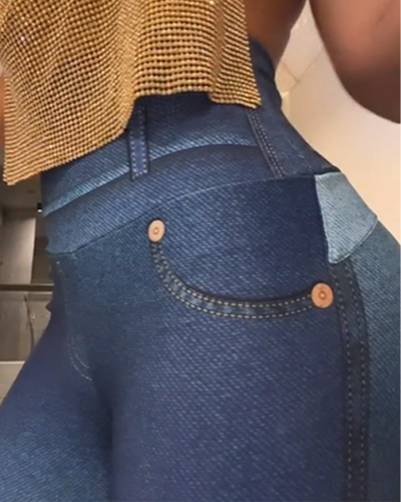 Women Butt Lift Wide High Waist Stretch Denim Skinny Jeans