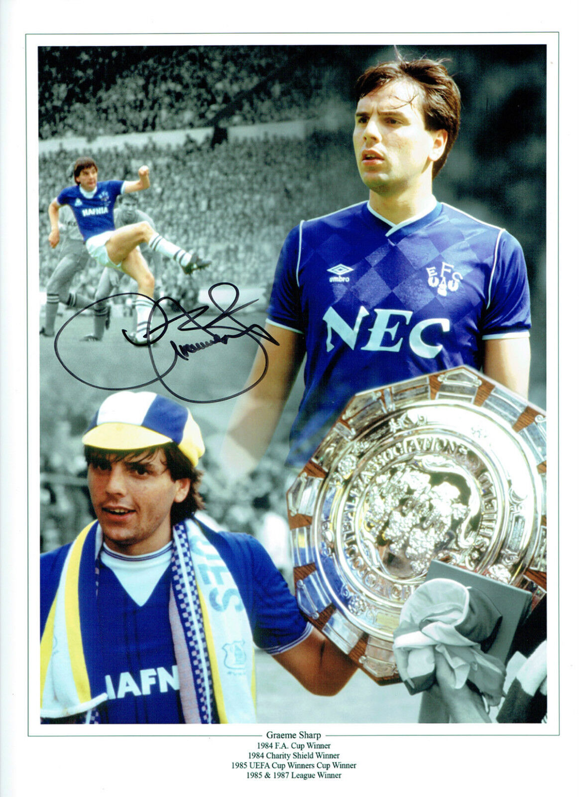 Graeme SHARP Signed EVERTON Autograph 16x12 Montage Photo Poster painting AFTAL COA