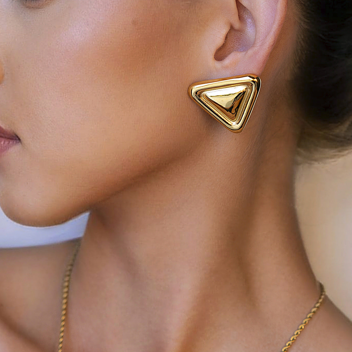 Jie Ding Stainless Steel Triangle Earrings Niche Earrings Titanium Steel Earrings