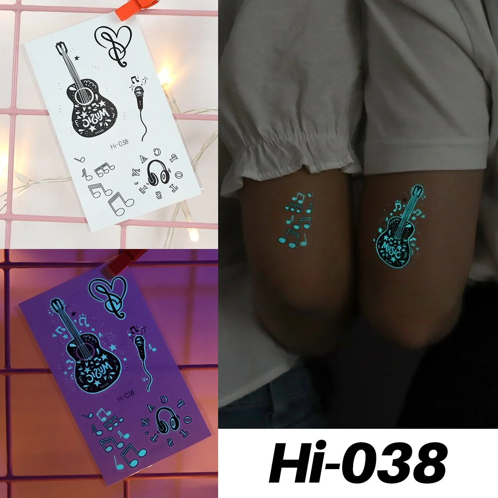 Sdrawing Luminous Glow Tattoo Sticker Snake Deer Glowing Halloween Waterproof Temporary Tatoo Wrist Fake Tatto Body Art Women Men