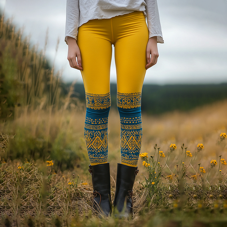 VChics Women's Ukraine Ethnic Graphic Art Leggings