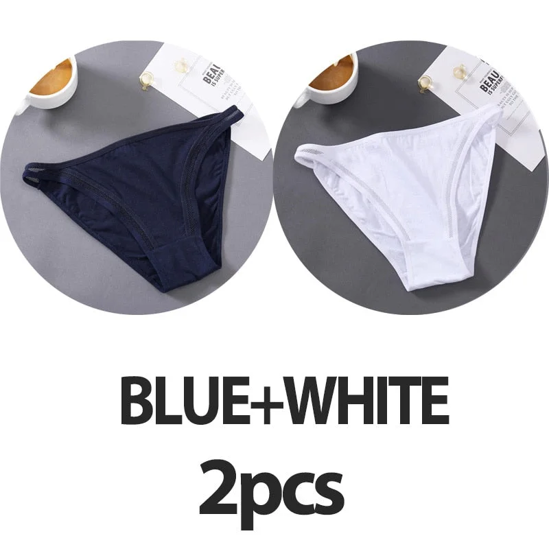 2PCS/Set Sexy Lingerie Women Panties Lace Underwear Female Underpants Cotton Briefs Low Waist Mesh Hollow Out Pantys Lingerie