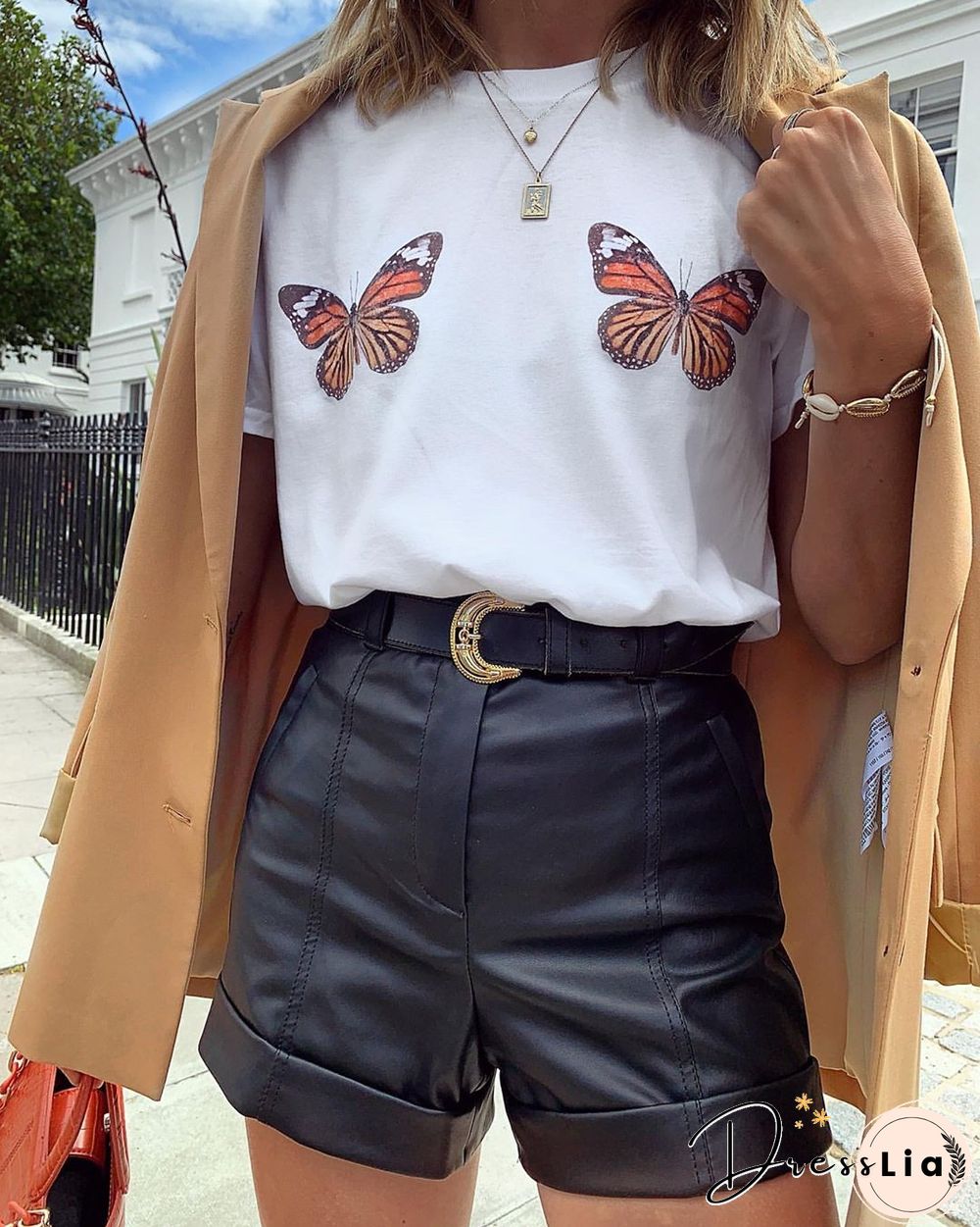 Vintage Butterfly Printed Short-Sleeved T-Shirts