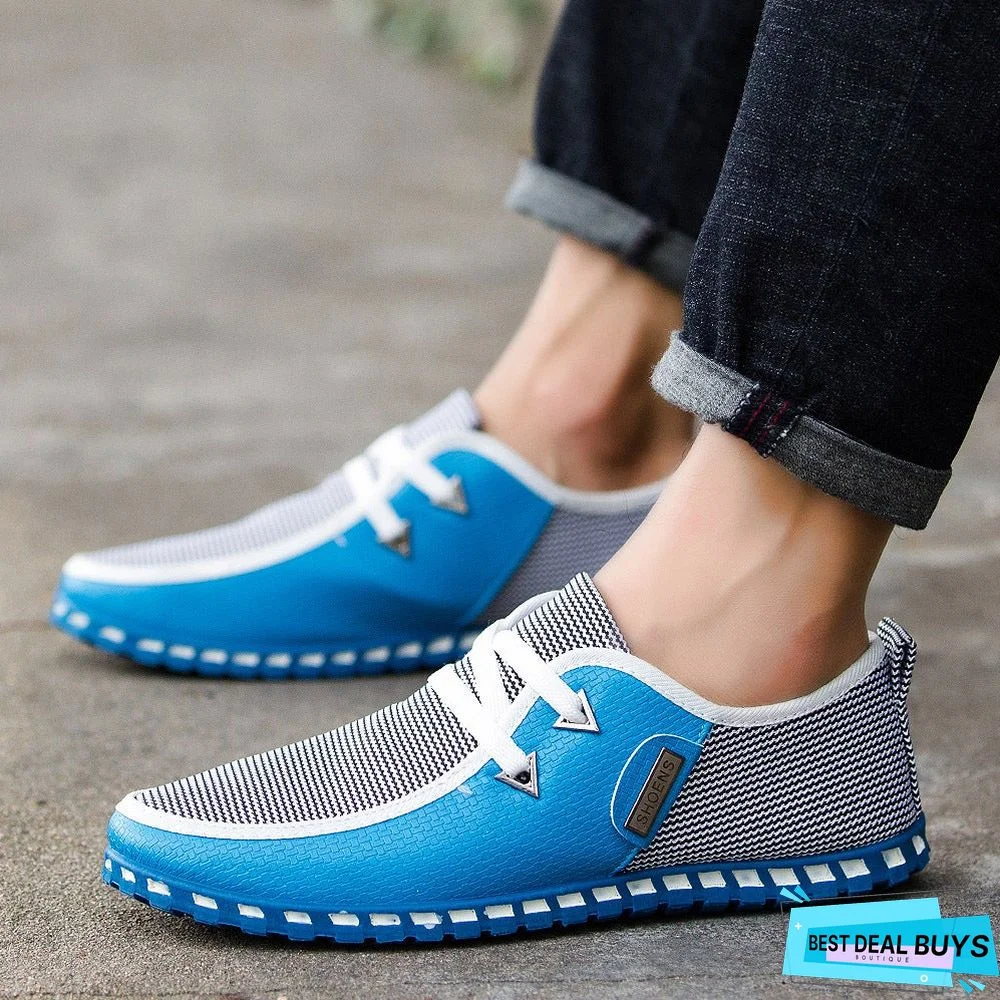 Men's Comfort Shoes Light Soles Spring / Fall Casual / British Daily Outdoor Loafers & Slip-Ons Walking Shoes Pu Breathable Wear Proof Green / Blue / White Color Block